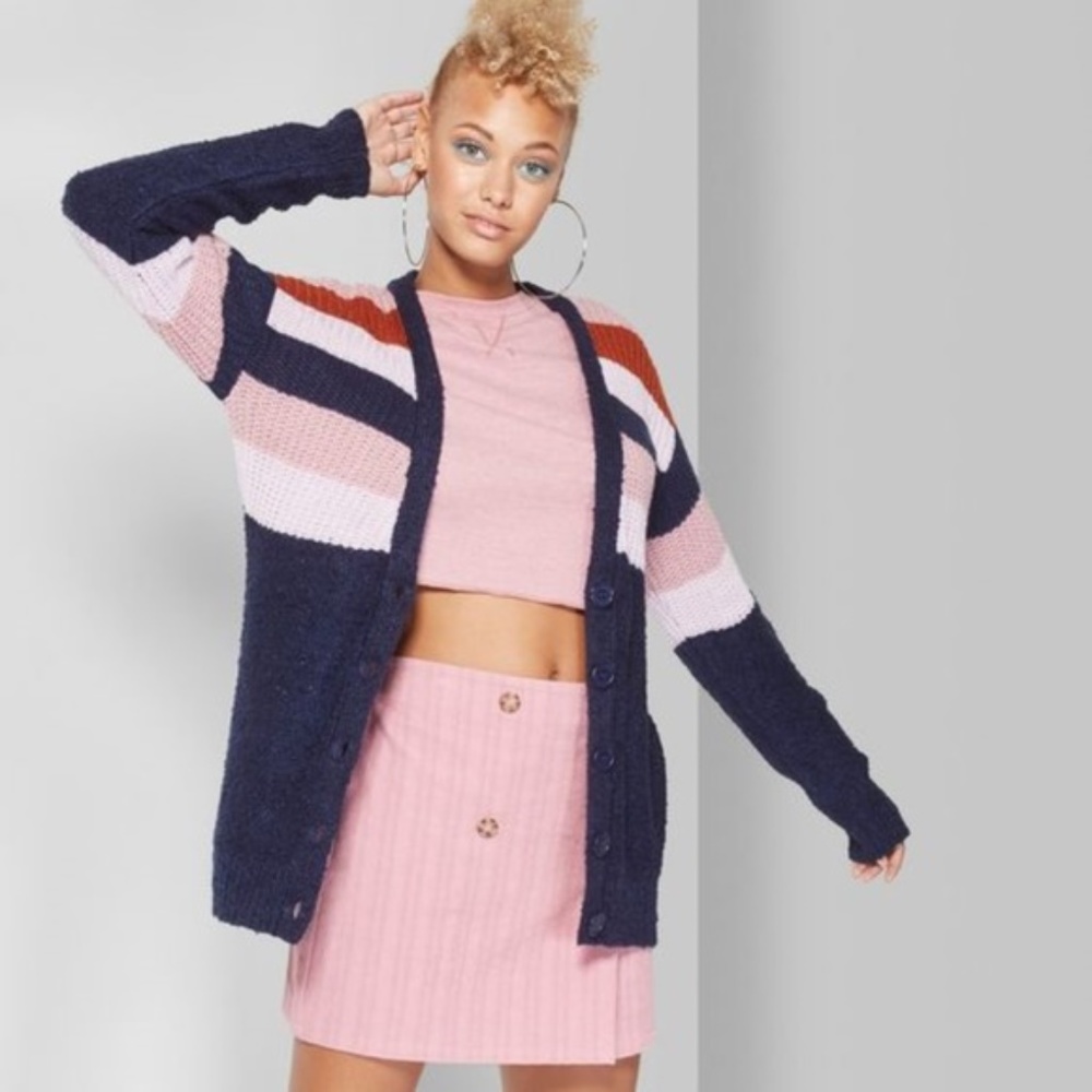 New WILD FABLE Striped Button Front Cardigan - Picture 8 of 8